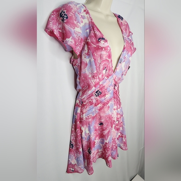 NEW Floral Pink Dress Nasty Gal (FAST SHIPPING) - Picture 5 of 10